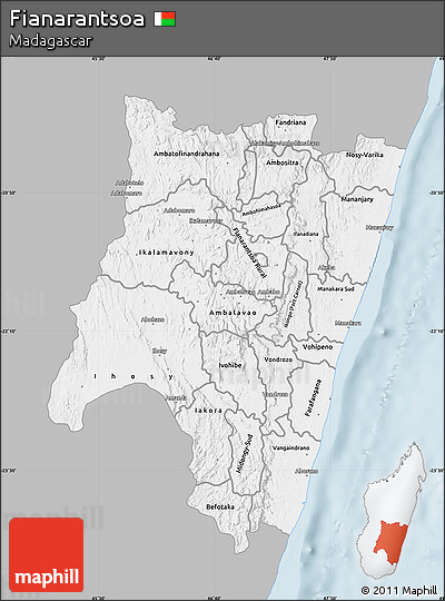 Gray Map of Fianarantsoa, single color outside