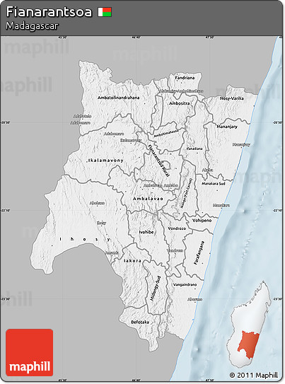 Gray Map of Fianarantsoa, single color outside