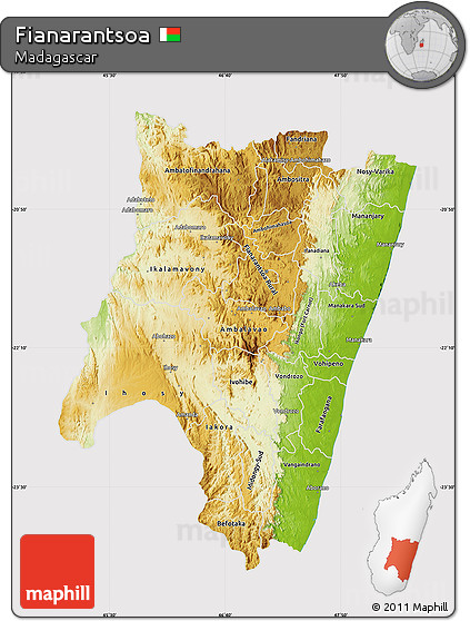 Physical Map of Fianarantsoa, cropped outside