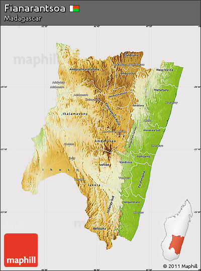 Physical Map of Fianarantsoa, cropped outside