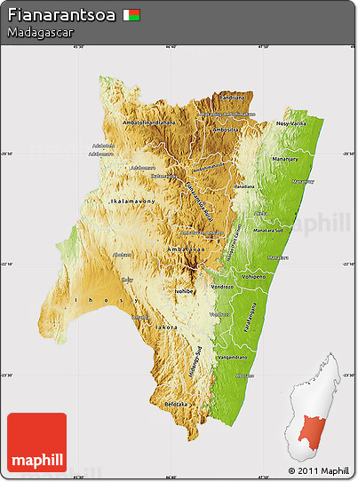 Physical Map of Fianarantsoa, cropped outside