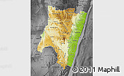 Physical Map of Fianarantsoa, darken, desaturated