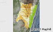 Physical Map of Fianarantsoa, darken, semi-desaturated