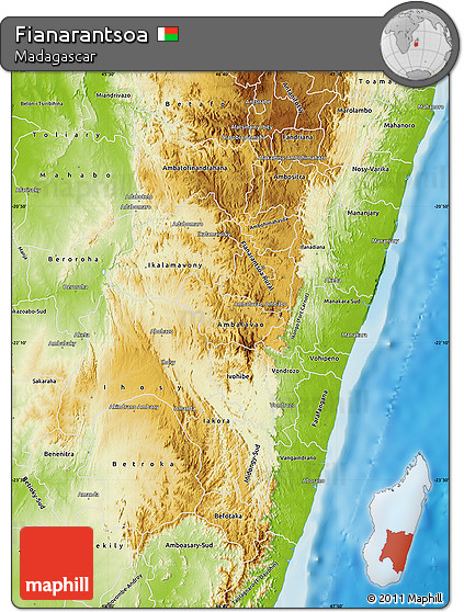 Physical Map of Fianarantsoa