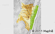 Physical Map of Fianarantsoa, lighten, desaturated