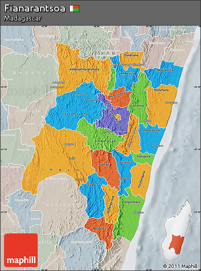 Political Map of Fianarantsoa, lighten, semi-desaturated