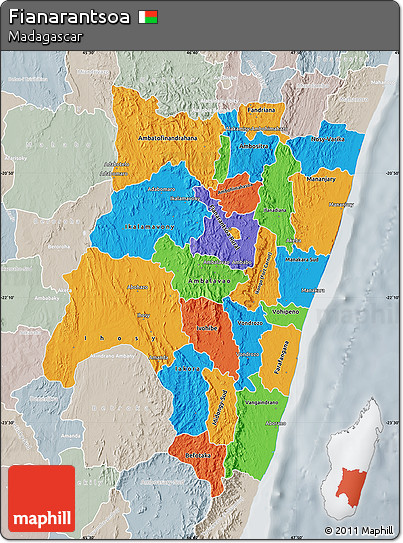 Political Map of Fianarantsoa, lighten, semi-desaturated
