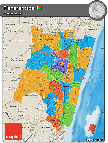 Political Map of Fianarantsoa, shaded relief outside