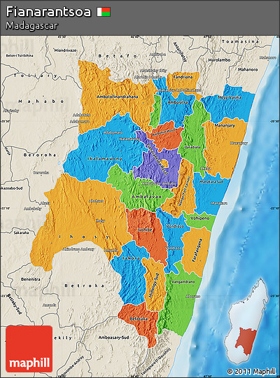 Political Map of Fianarantsoa, shaded relief outside