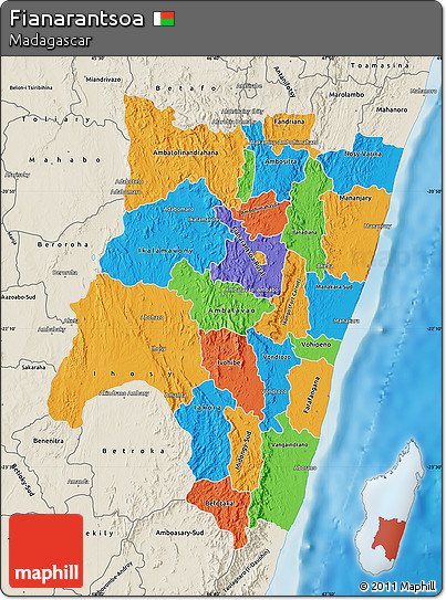 Political Map of Fianarantsoa, shaded relief outside