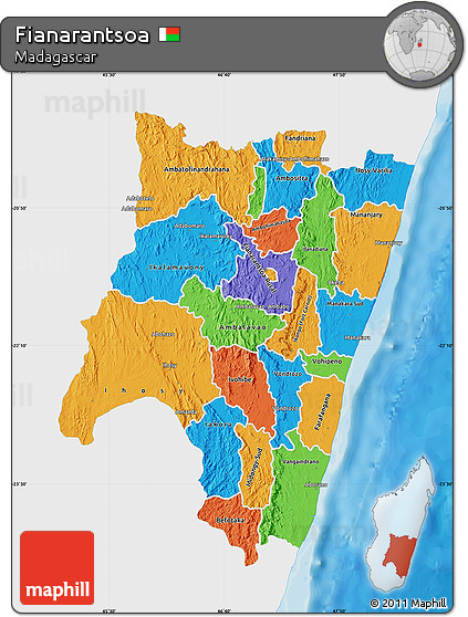 Political Map of Fianarantsoa, single color outside