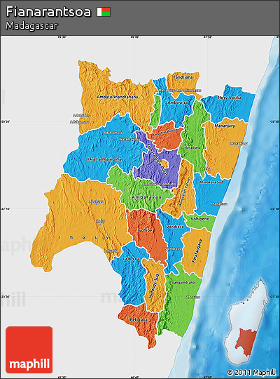 Political Map of Fianarantsoa, single color outside