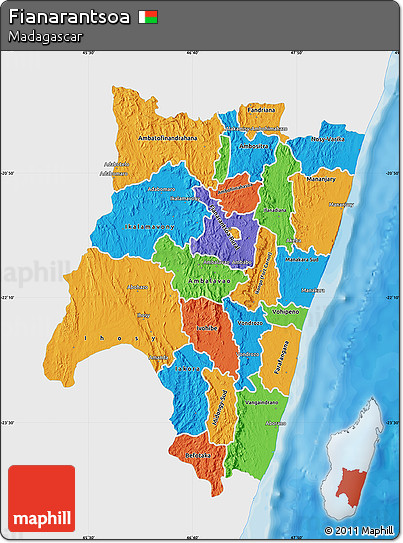 Political Map of Fianarantsoa, single color outside