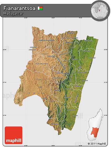 Satellite Map of Fianarantsoa, cropped outside