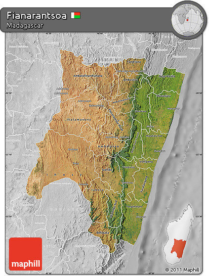 Satellite Map of Fianarantsoa, lighten, desaturated