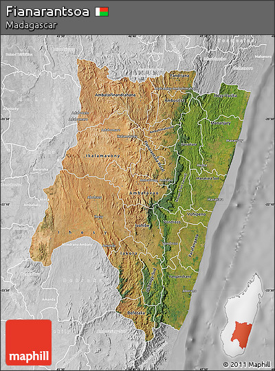 Satellite Map of Fianarantsoa, lighten, desaturated
