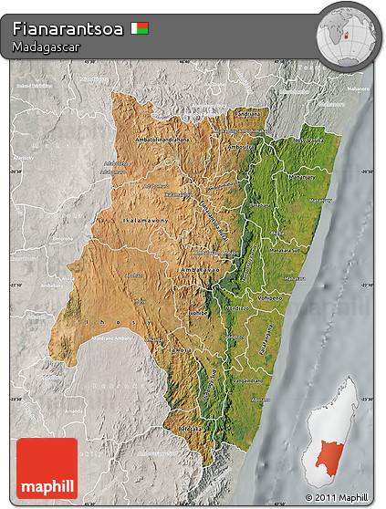 Satellite Map of Fianarantsoa, lighten, semi-desaturated