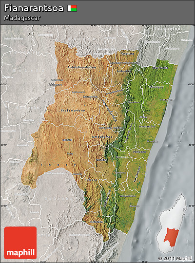 Satellite Map of Fianarantsoa, lighten, semi-desaturated