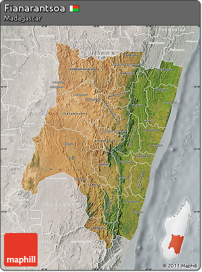 Satellite Map of Fianarantsoa, lighten, semi-desaturated