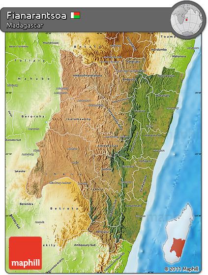 Satellite Map of Fianarantsoa, physical outside