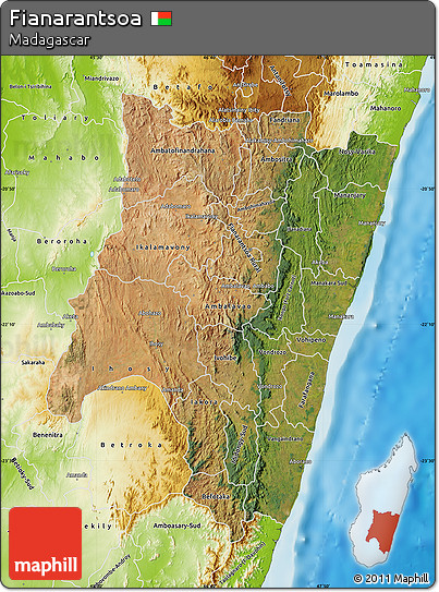 Satellite Map of Fianarantsoa, physical outside