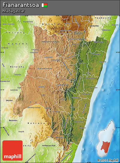 Satellite Map of Fianarantsoa, physical outside