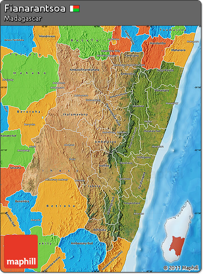 Satellite Map of Fianarantsoa, political outside
