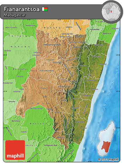 Satellite Map of Fianarantsoa, political shades outside