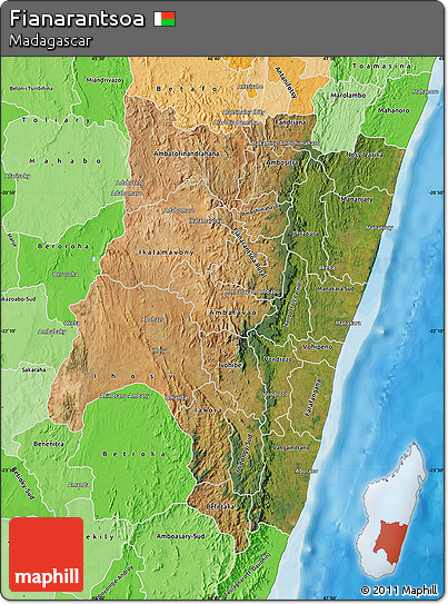 Satellite Map of Fianarantsoa, political shades outside