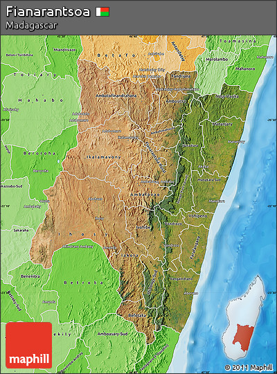 Satellite Map of Fianarantsoa, political shades outside