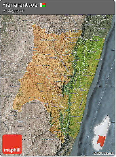 Satellite Map of Fianarantsoa, semi-desaturated