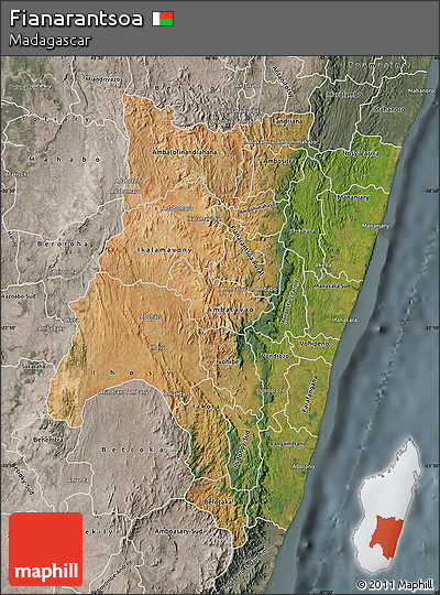 Satellite Map of Fianarantsoa, semi-desaturated