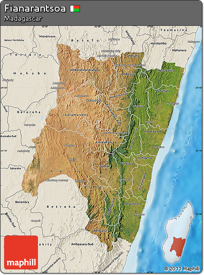 Satellite Map of Fianarantsoa, shaded relief outside