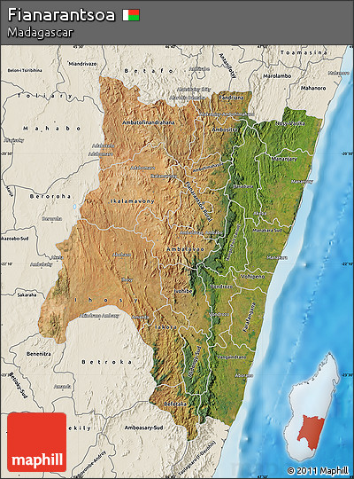 Satellite Map of Fianarantsoa, shaded relief outside