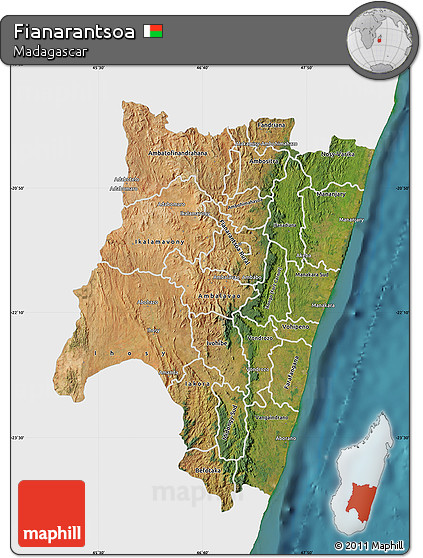 Satellite Map of Fianarantsoa, single color outside