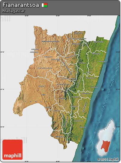 Satellite Map of Fianarantsoa, single color outside