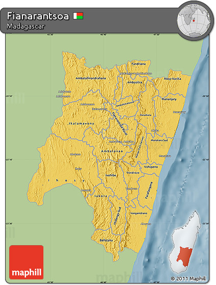 Savanna Style Map of Fianarantsoa, single color outside