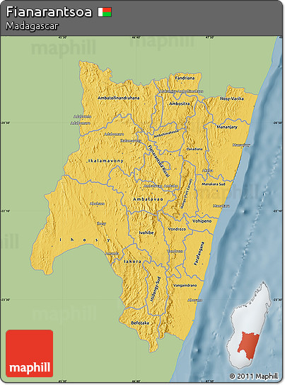 Savanna Style Map of Fianarantsoa, single color outside