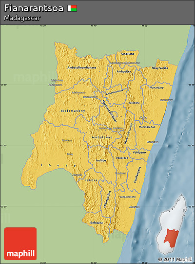 Savanna Style Map of Fianarantsoa, single color outside