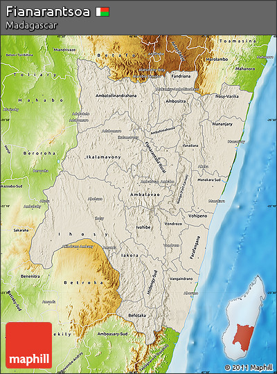 Shaded Relief Map of Fianarantsoa, physical outside