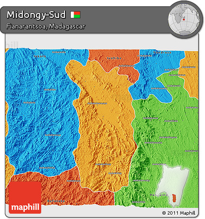 Political 3D Map of Midongy-Sud
