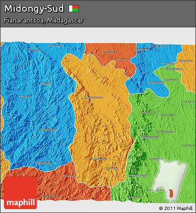 Political 3D Map of Midongy-Sud