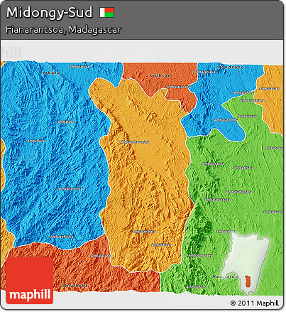 Political 3D Map of Midongy-Sud