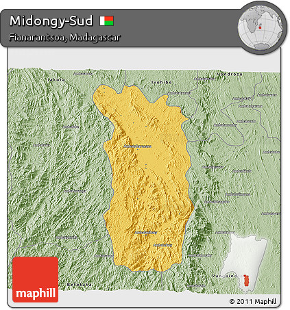 Savanna Style 3D Map of Midongy-Sud