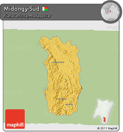 Savanna Style 3D Map of Midongy-Sud, single color outside