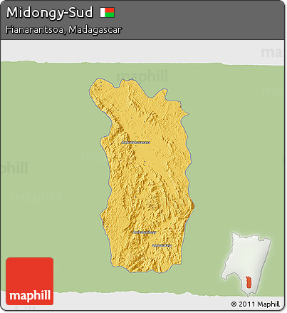 Savanna Style 3D Map of Midongy-Sud, single color outside