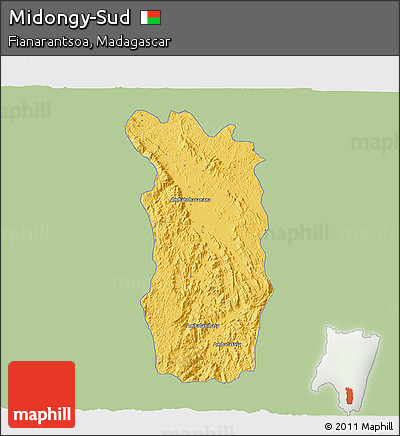 Savanna Style 3D Map of Midongy-Sud, single color outside