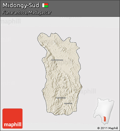 Shaded Relief 3D Map of Midongy-Sud, cropped outside