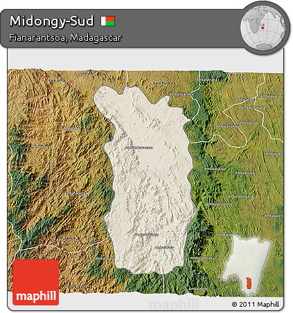 Shaded Relief 3D Map of Midongy-Sud, satellite outside