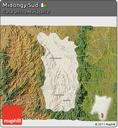 Shaded Relief 3D Map of Midongy-Sud, satellite outside